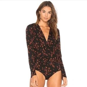 BCBGeneration Floral Black Bodysuit Size XXSmall